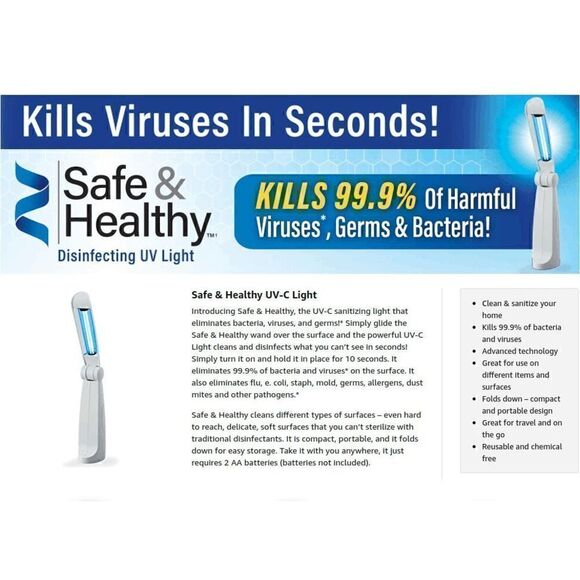 Portable Safe and Healthy Disinfecting Sanitizing UV-C Light Wand NEW IN BOX - Picture 10 of 15